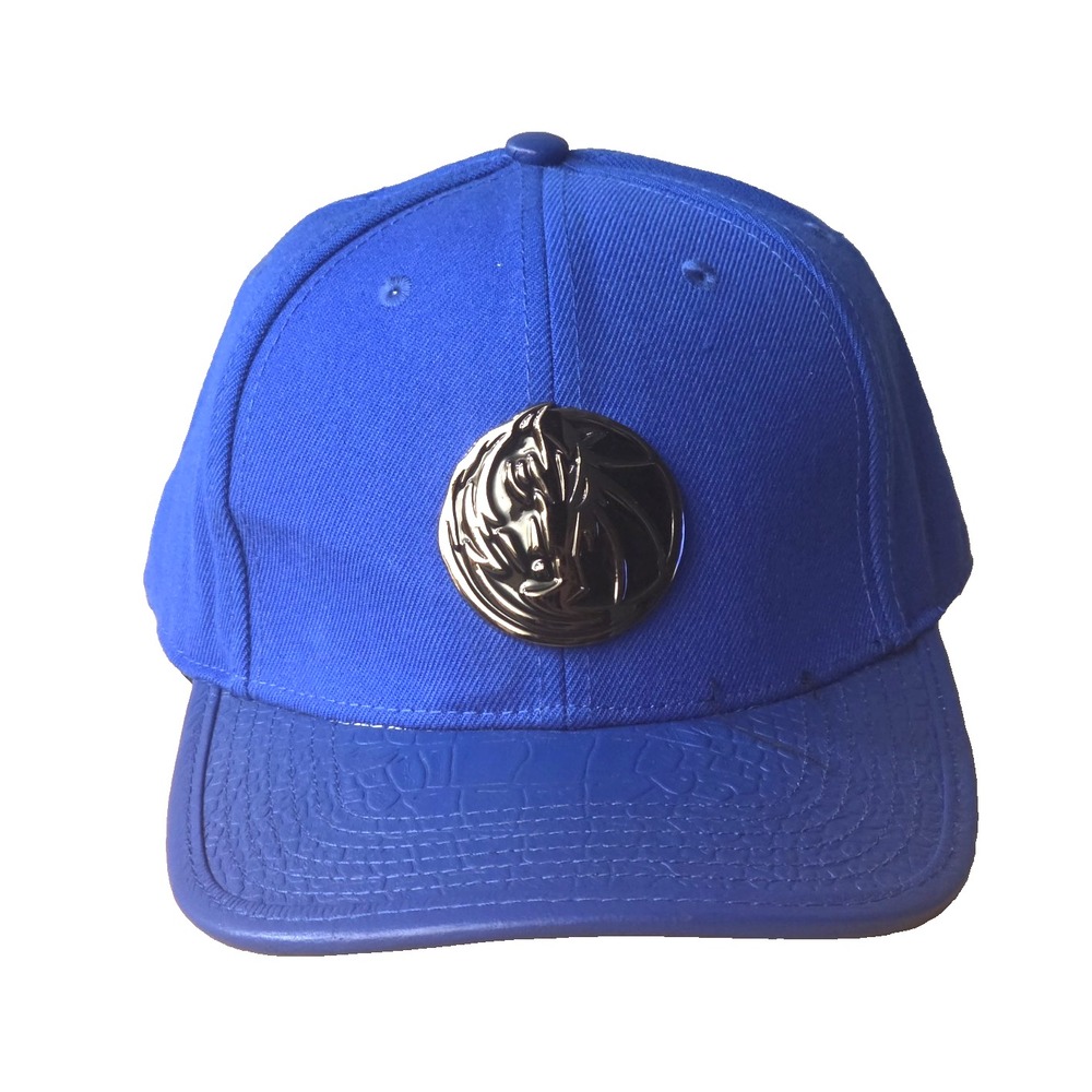 Dallas Mavericks NBA Pro Standard Metallic Logo Leather‎ Brim Blue Cap StrapBack